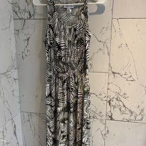 Black and White Leaf Print Dress